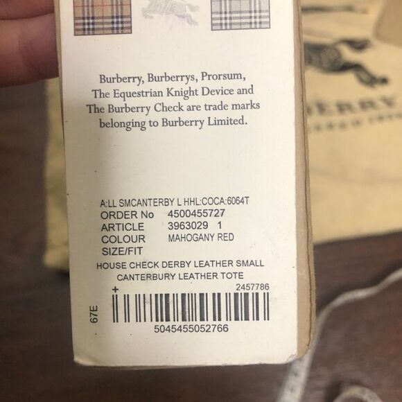 Burberry Canterbury Mahogany Tote Satchel Bag Purse Nova Check Print Burgundy - Picture 10 of 15